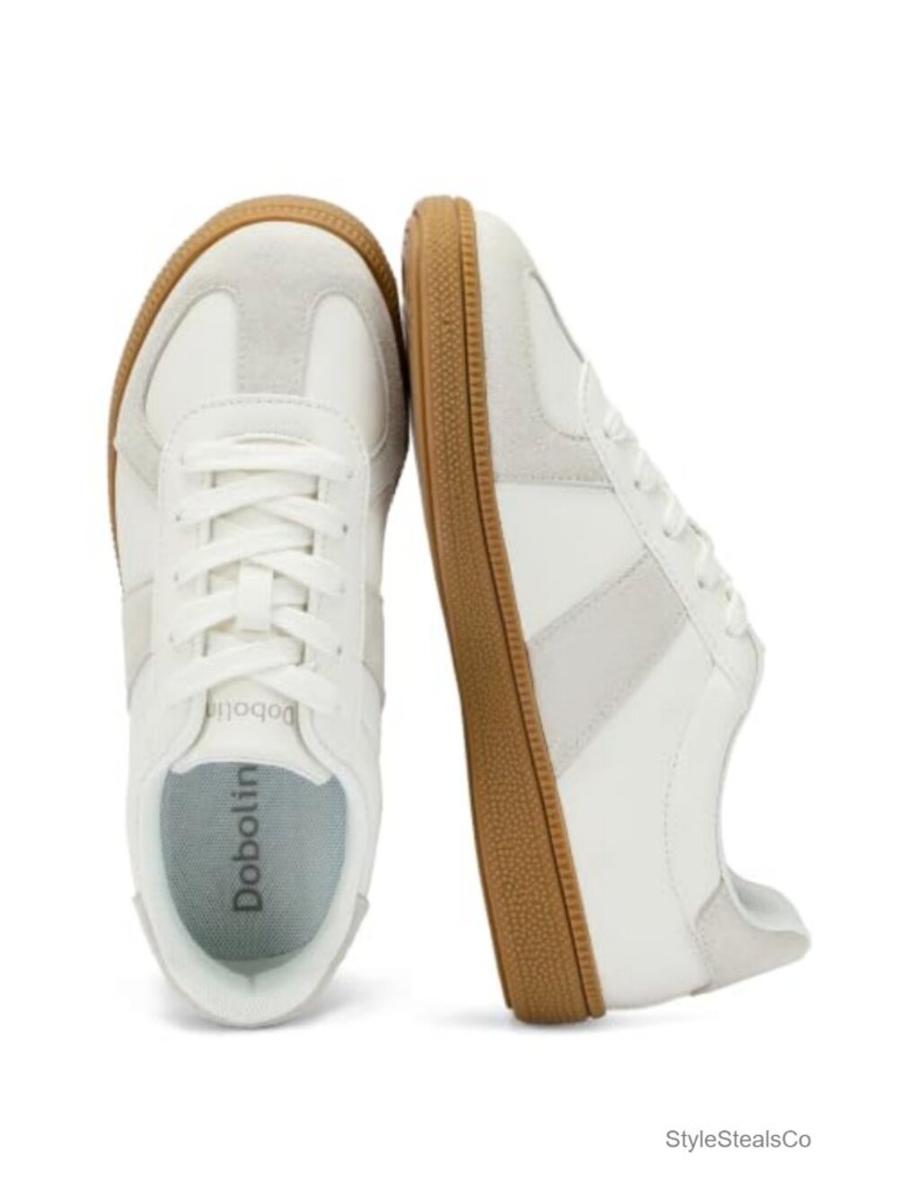 Faux Leather and Faux Suede Low Top Lace-Up Retro Sneakers with Cushioned Insole